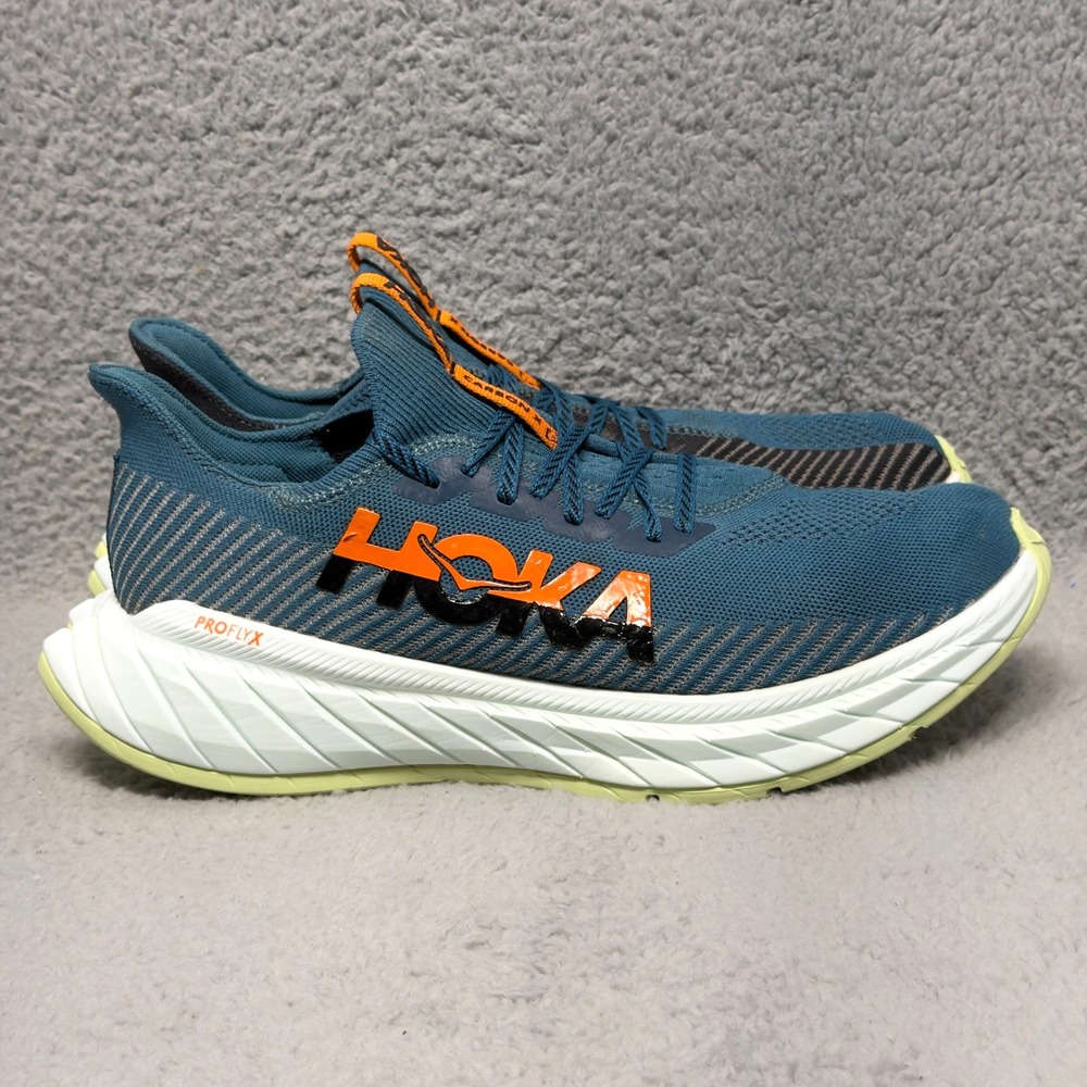 Hoka One One Carbon X 3 Mens Size 12 Running Shoes Sneakers Blue Coral Black